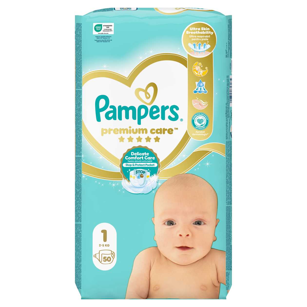Pampers Premium Care Velikost 1, 50 Dětské Plenky, 2kg-5kg
