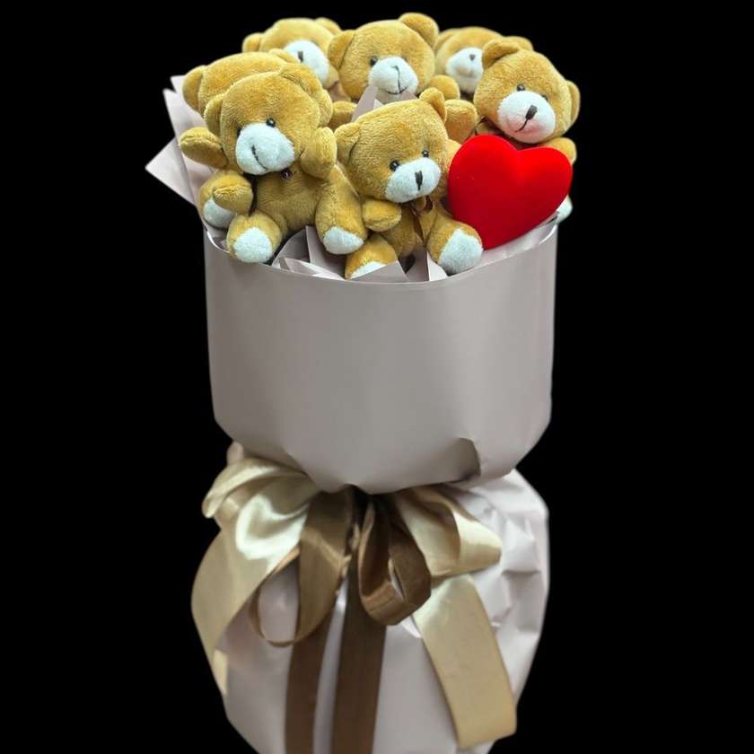 Bouquet with Brown Teddy Bears