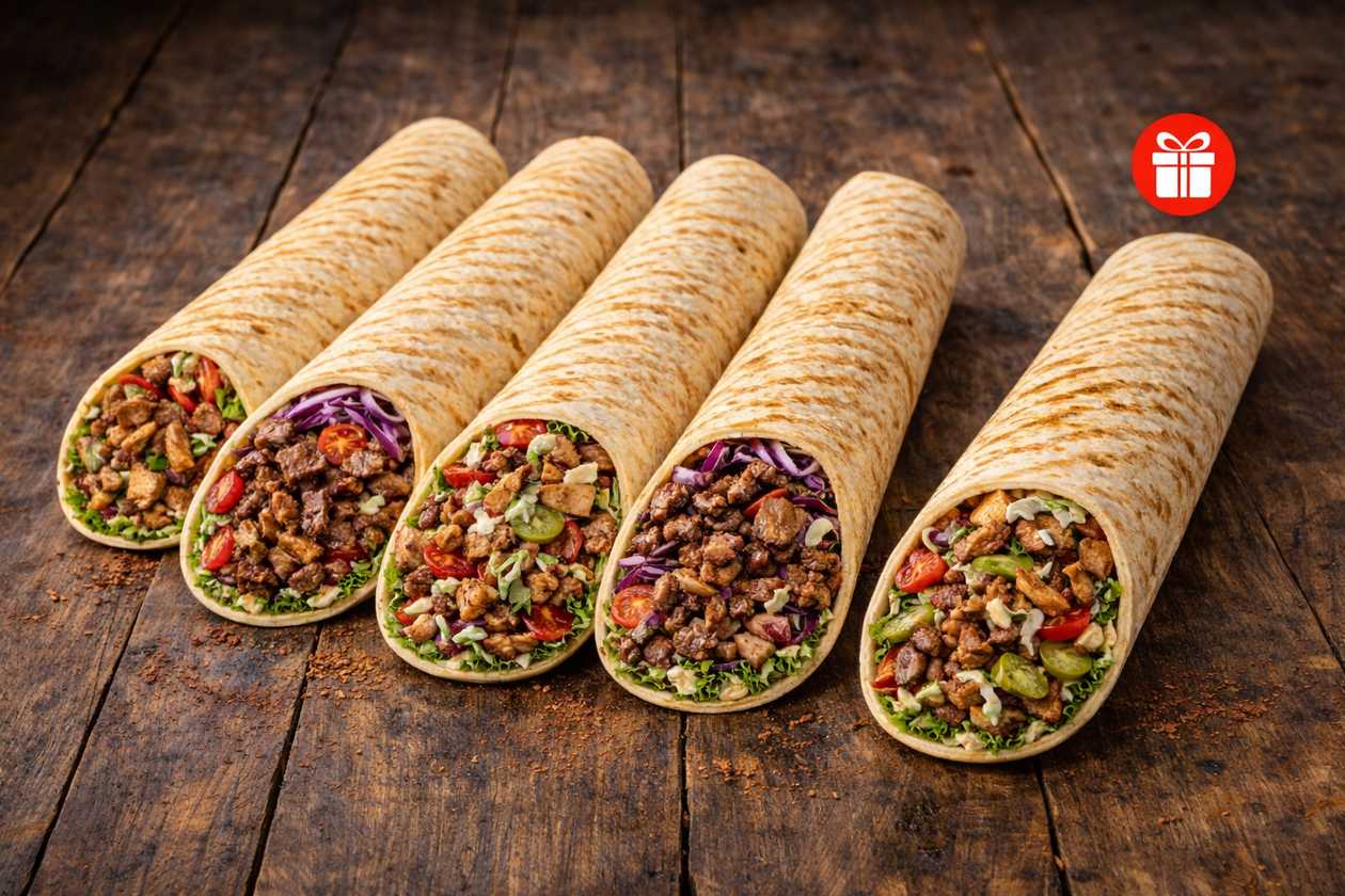 Combo: 4 Assorted Shawarmas + 5th Assorted Shawarma Free
