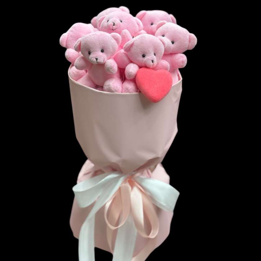Bouquet with Pink Teddy Bears