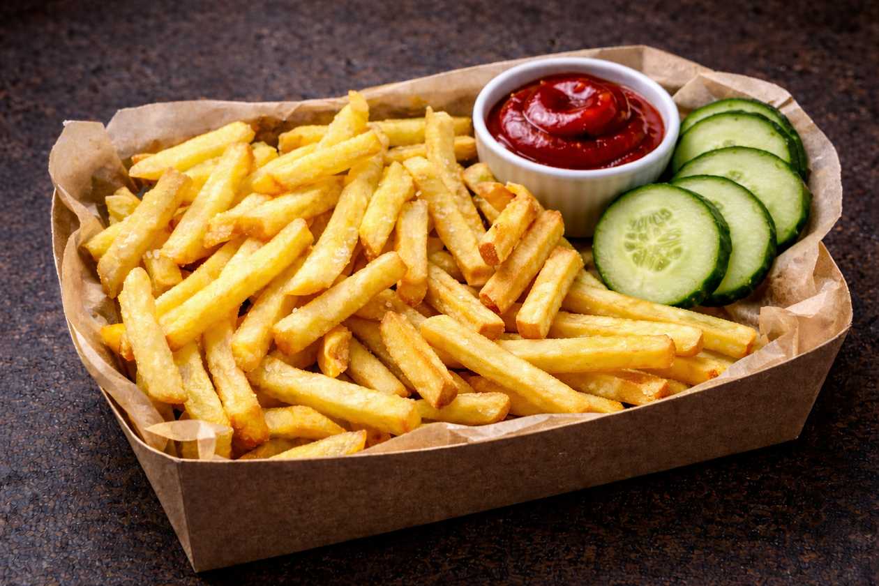 Friikartulid+kaste+salat