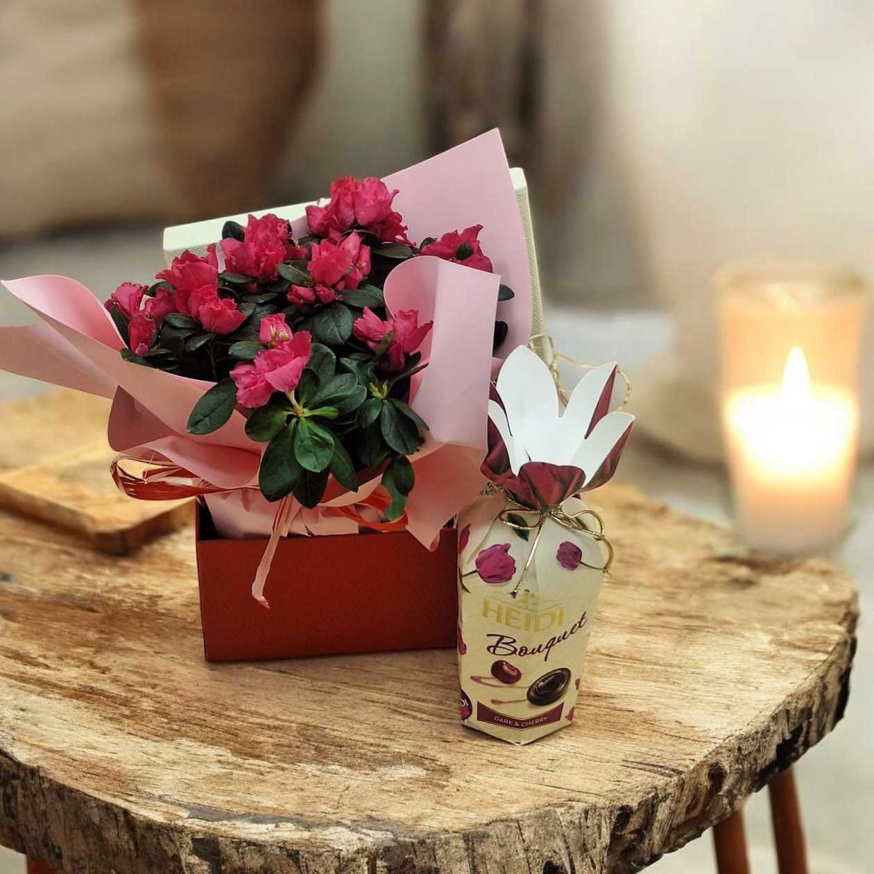 Spring Gift With Azalea and Pralines