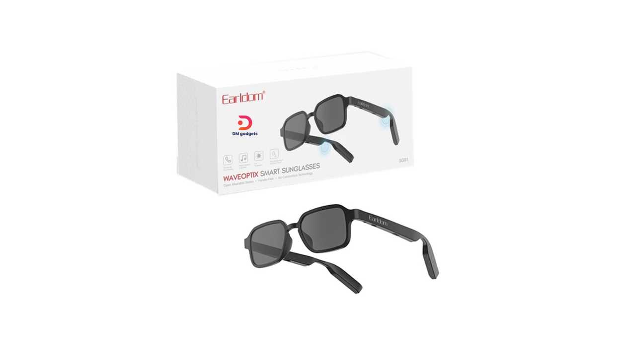 #514T#Earldom®SG01 Bluetooth 5.4 Waveoptix Smart Sunglasses – Black