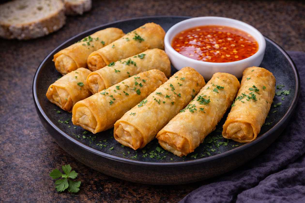 Kevadrullid (12tk) tšillikastme ja röstitud pähkliga