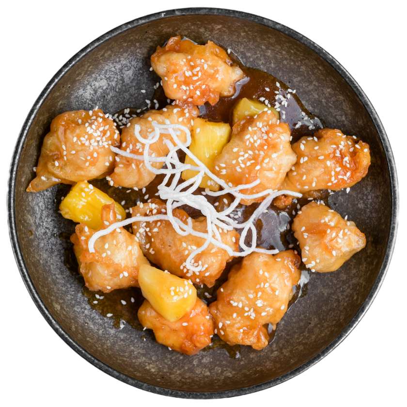 Carne de pui în sos dulce-acrișor cu ananas (290 g)