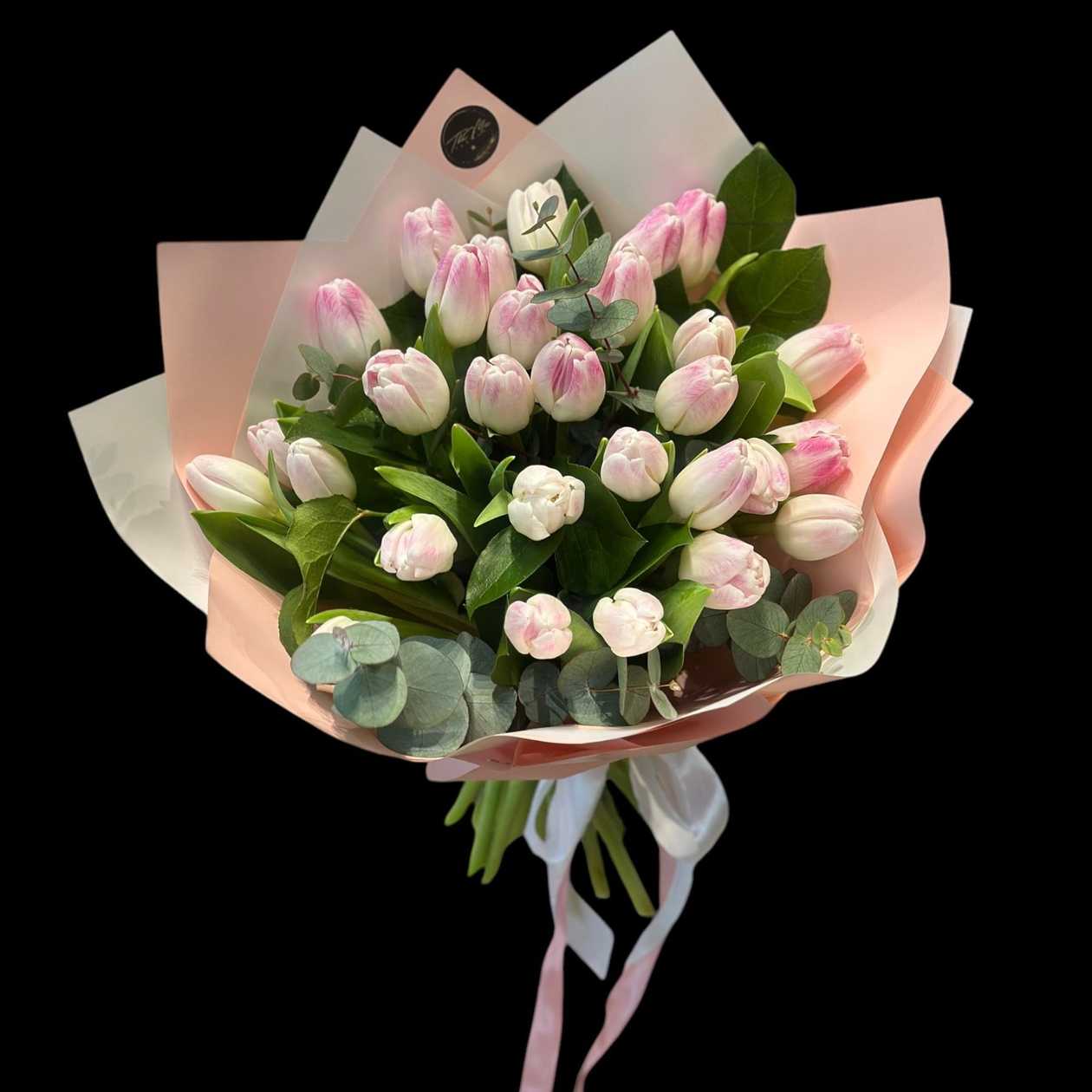 29 White & Pink Tulips