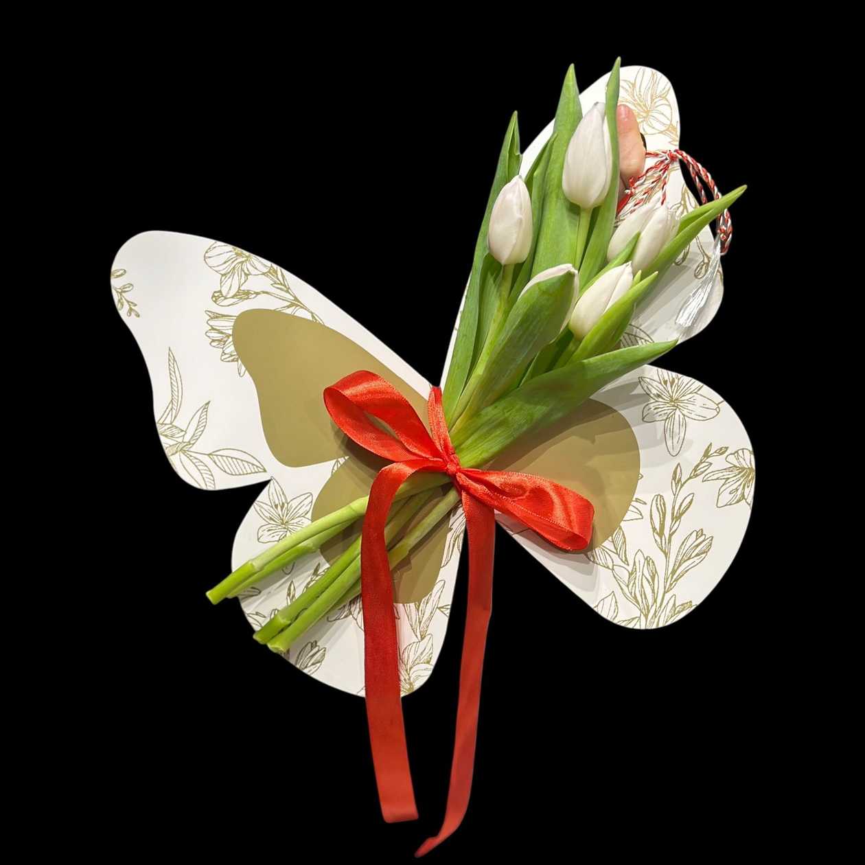 Butterfly with White Tulips