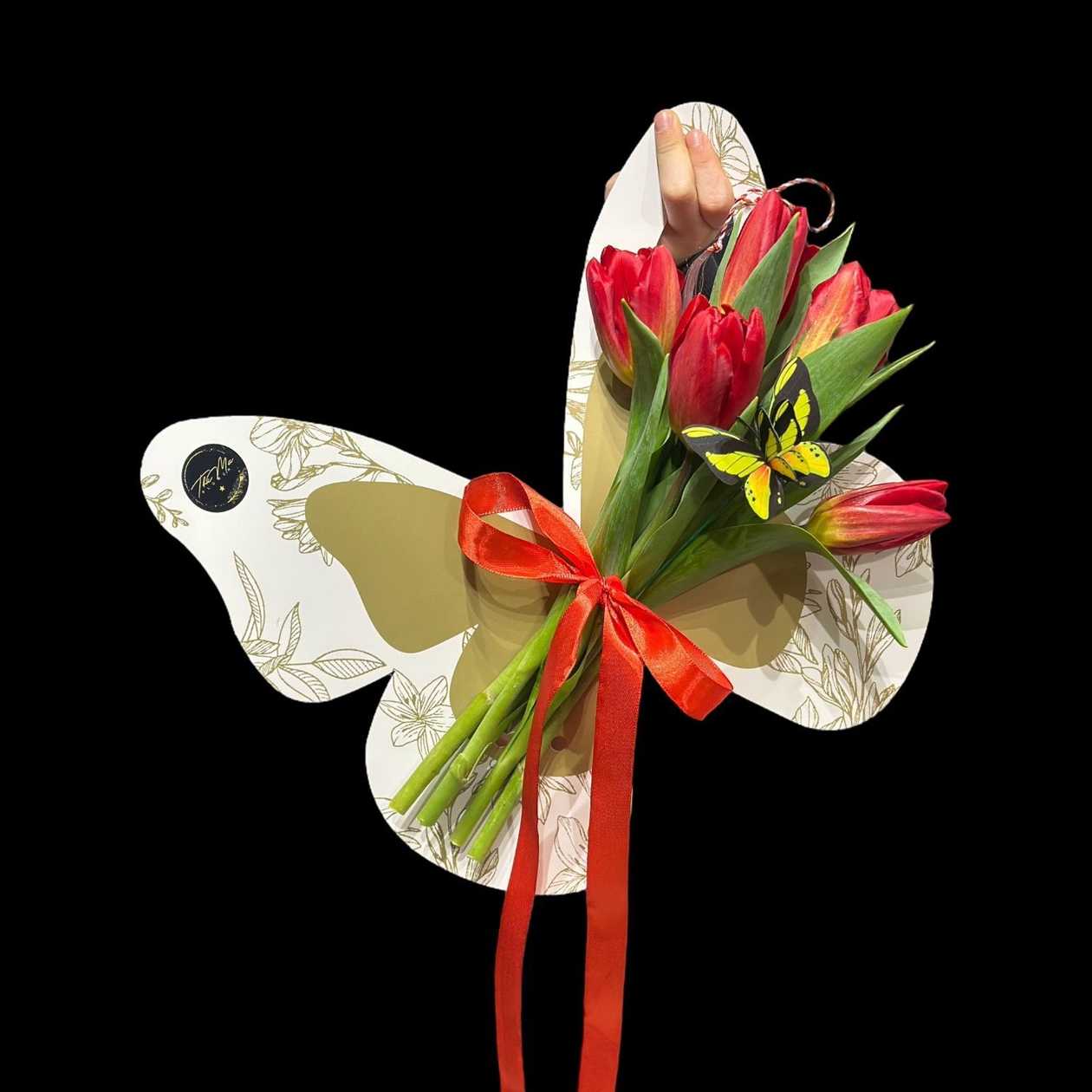 Butterfly with Red Tulips