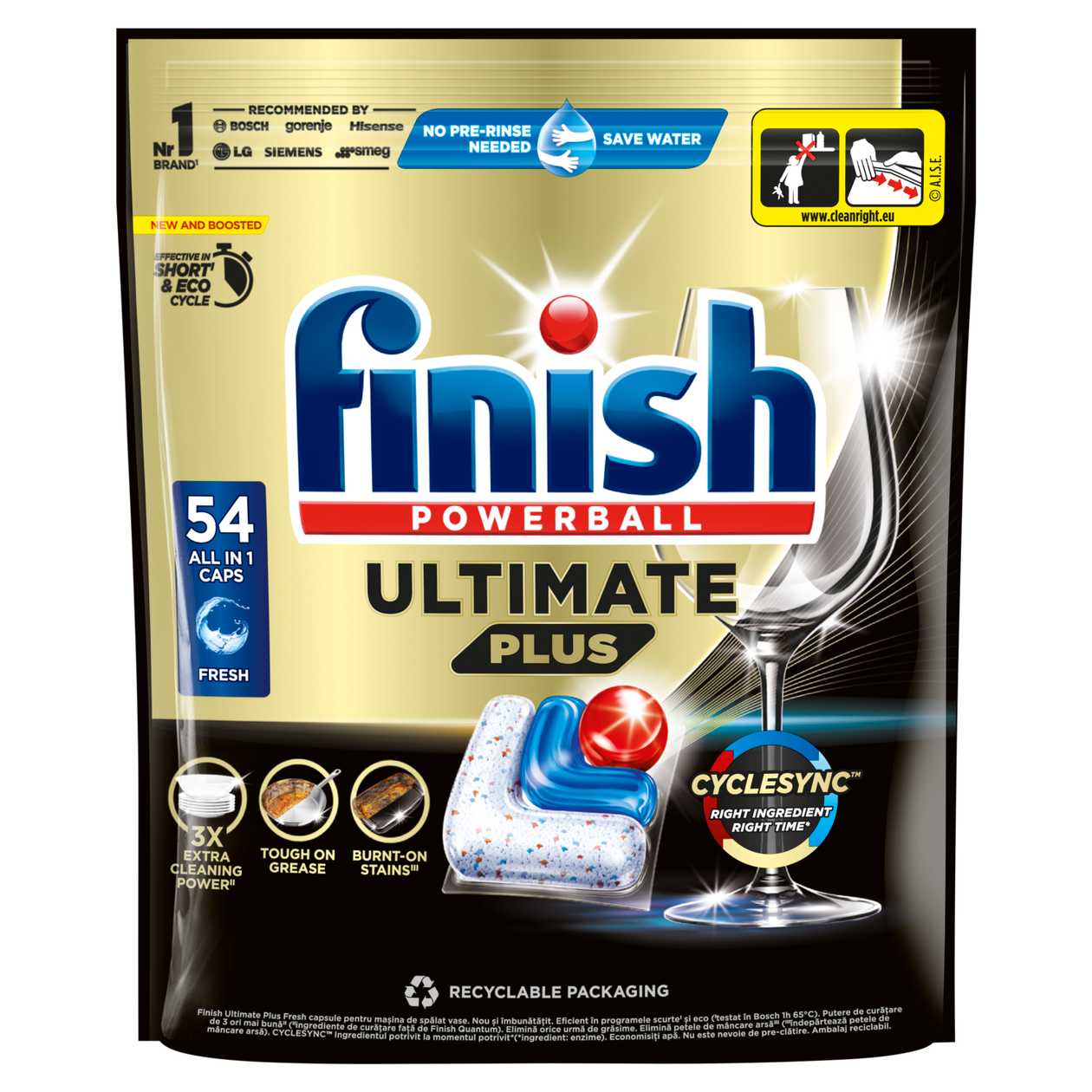 Finish Powerball Ultimate Plus All in 1 Fresh kapsle do myčky nádobí 54 ks 658,8g