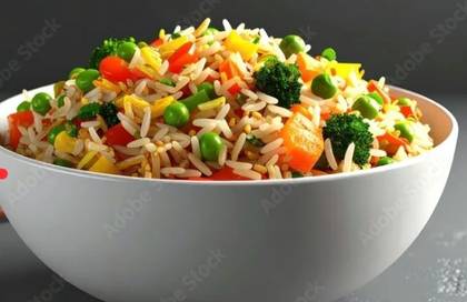 Vegetable Rice with fried chicken