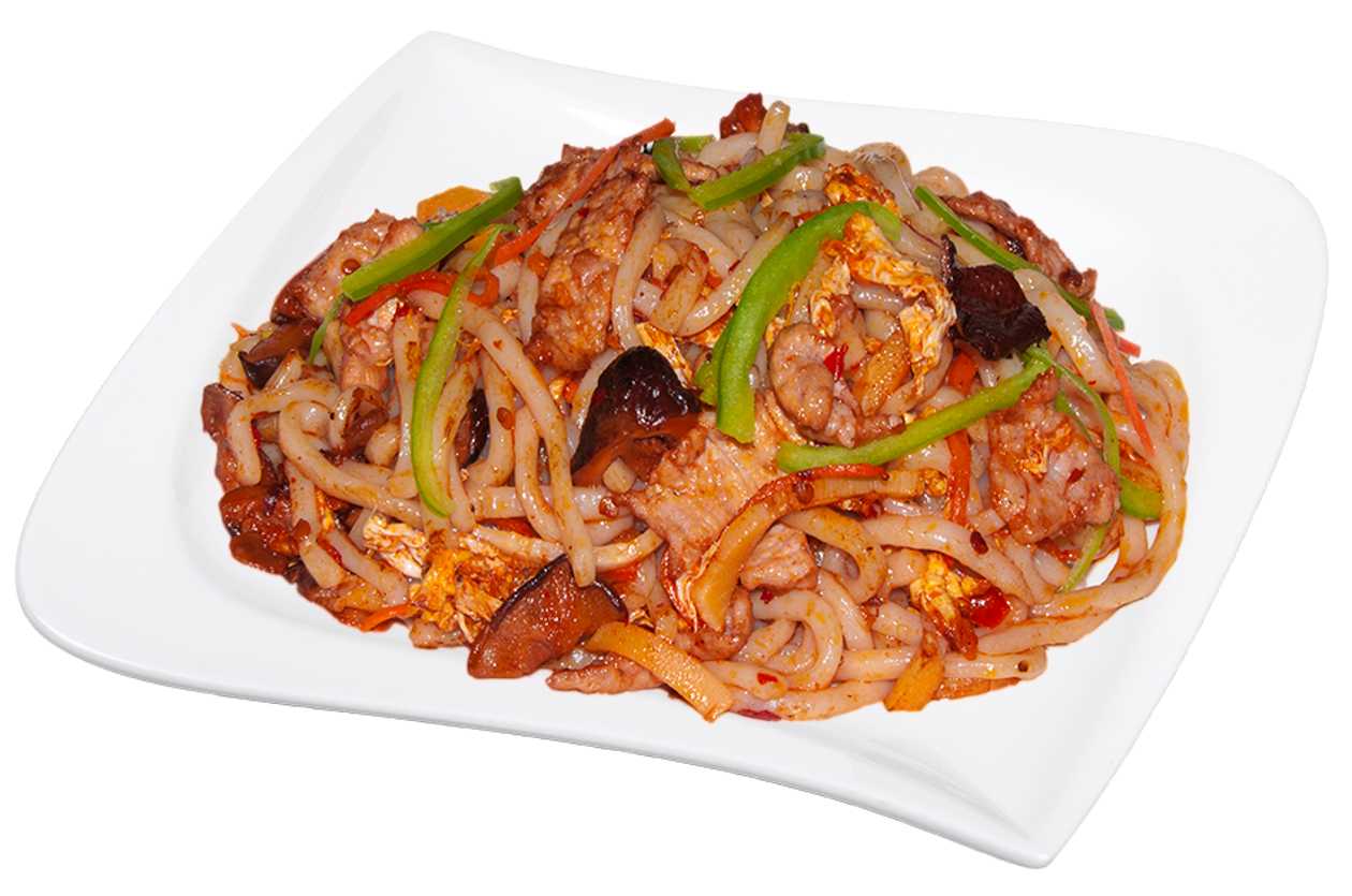 M67. Smažené Rýžové Nudle s Kuřecím Masem na Kari