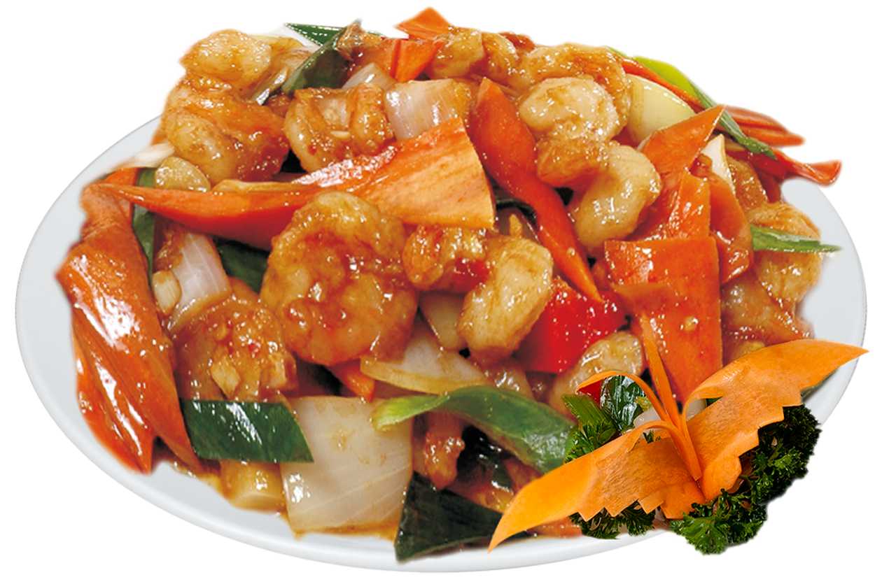 M52. Krevety Kung-Pao, Rýže