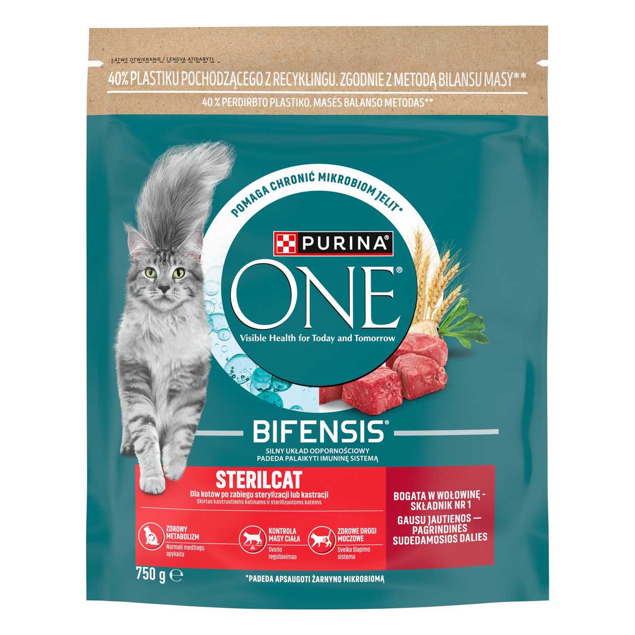 Purina One, Kuiv kassitoit Sterilcat täissööt täiskasvanud kassidele veisega, 750 g