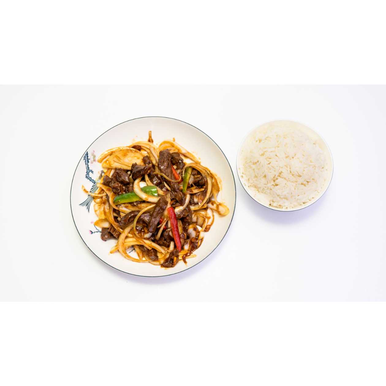 M36. Hovězí Maso s Cibulí, Rýže