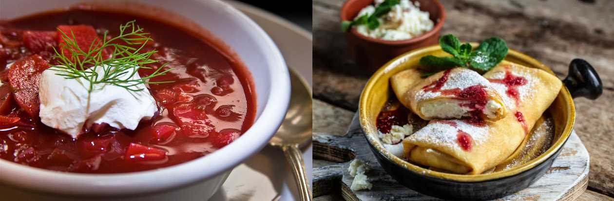 Lietiniai blyneliai su varške, trintomis braškėmis bei grietine + l dienos sriuba