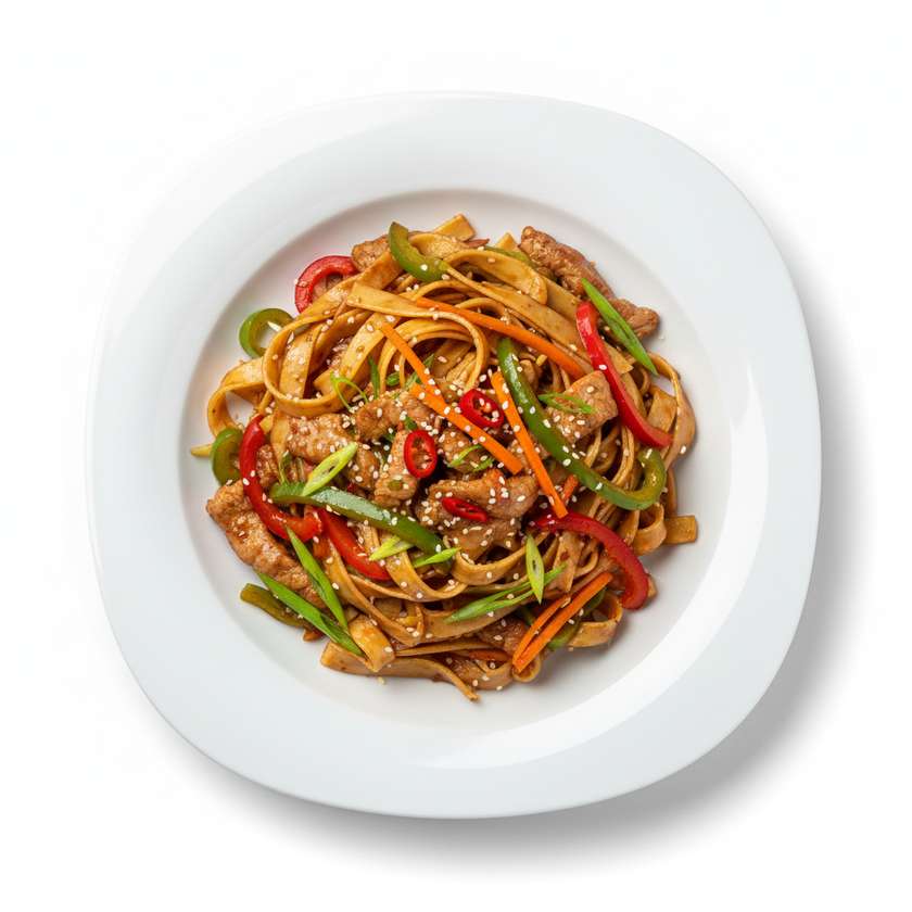 Jemne pikantné bravčové teriyaki cestoviny 1,3,6,9