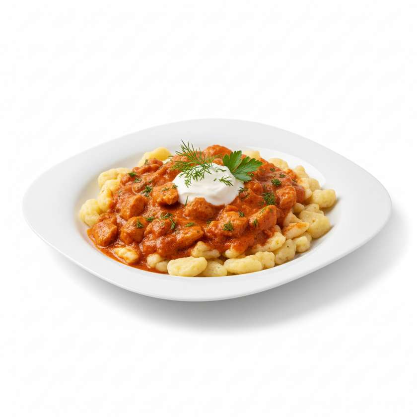 Homemade chicken stew with dumplings