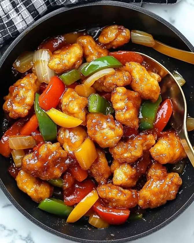 Sweet and sour chicken + fries