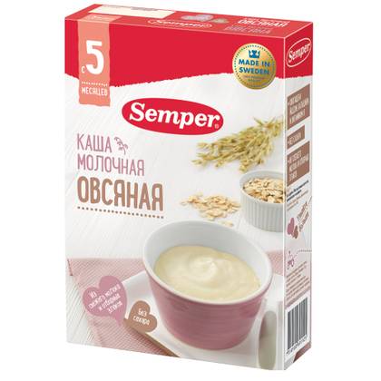 Semper - Milk Porridge, Sugar-Free Oats /5 months+/ 200g (180g) 1125/1472