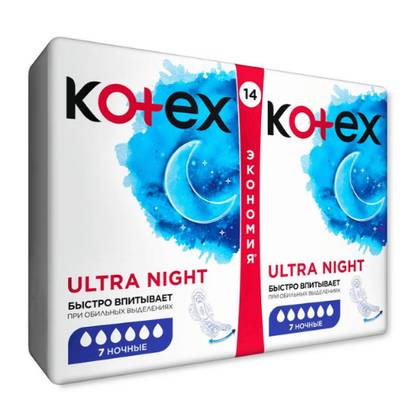 Kotex - Ultra Dry Soft Night Sanitary Pads /6 Count/ 5226 #14