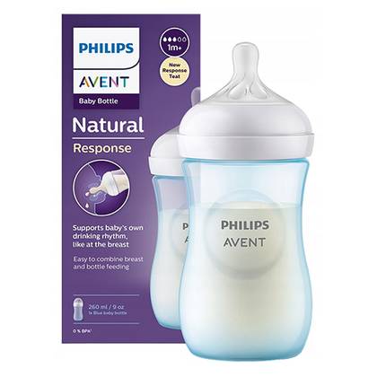 Avent - Bottle "Natural" Plastic Blue, /1 Month+/ 260ml 9677