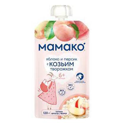 Mameko - Pouch with Apple and Peach Goat Milk Curd /6m+/ 120g 0859