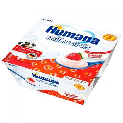 Humana - Milk Dessert with Strawberry /8 months+/ 100g 1152/4421/3420 #1
