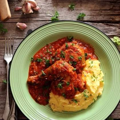 Beef Soup and Chicken Stew with Mashed Potatoes