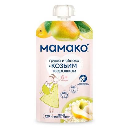 Mameko - Apple and Pear Goat Milk Curd Pouch /6m+/ 120g 0798