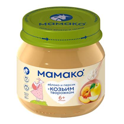 Mameko - Cottage Cheese with Goat Milk, Apple, and Apricot /6 months+/ 80g 0378