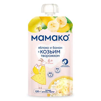 Mameko - Apple and Banana Goat Milk Curd Puree /6m+/ 120g 0828