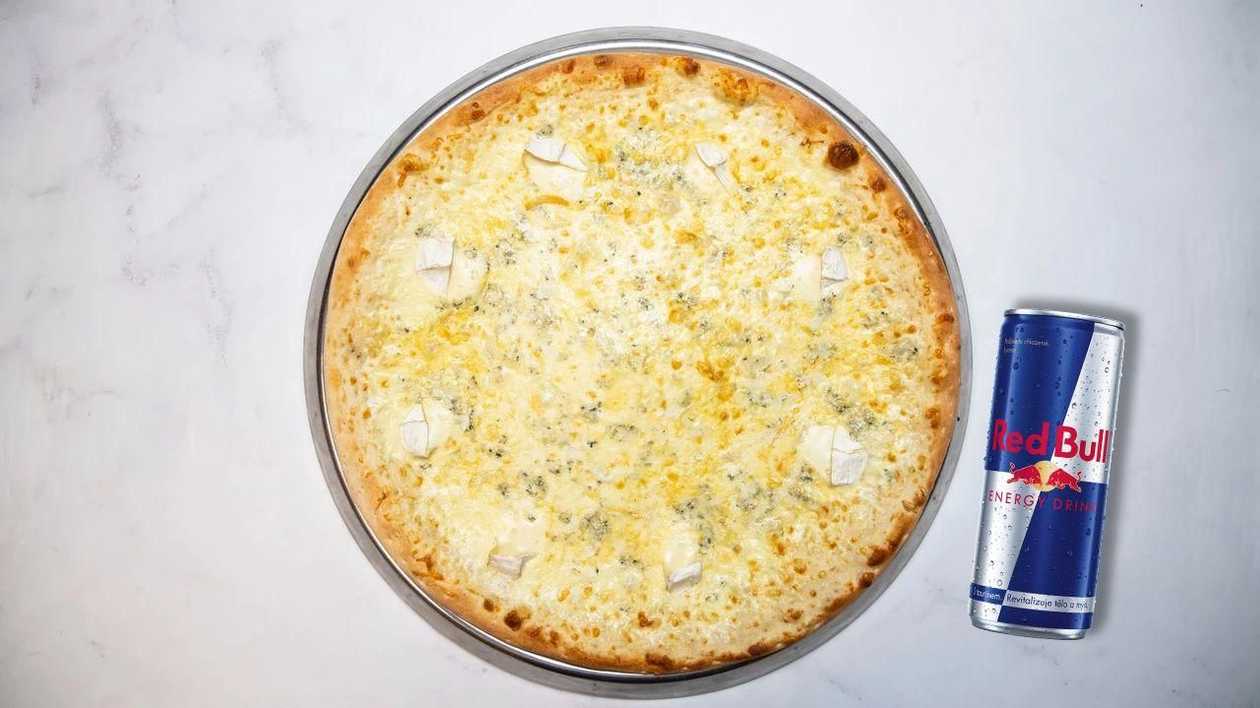 Sýrová pizza + Red Bull