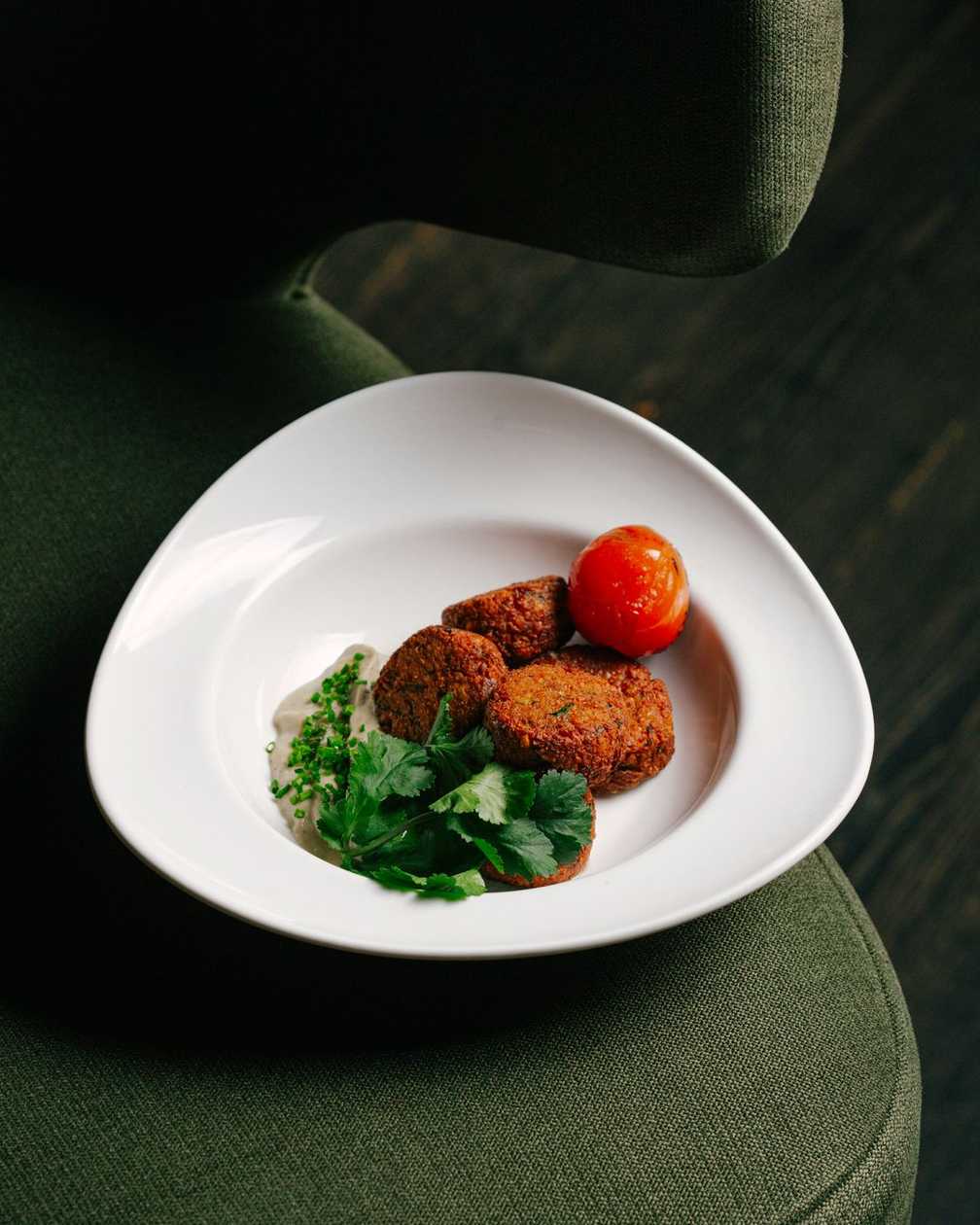 Falafel with Eggplant Sauce