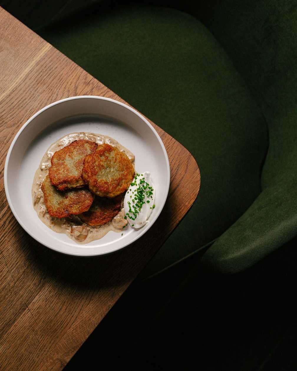 Vegan Potato Pancakes with Mushroom Sauce