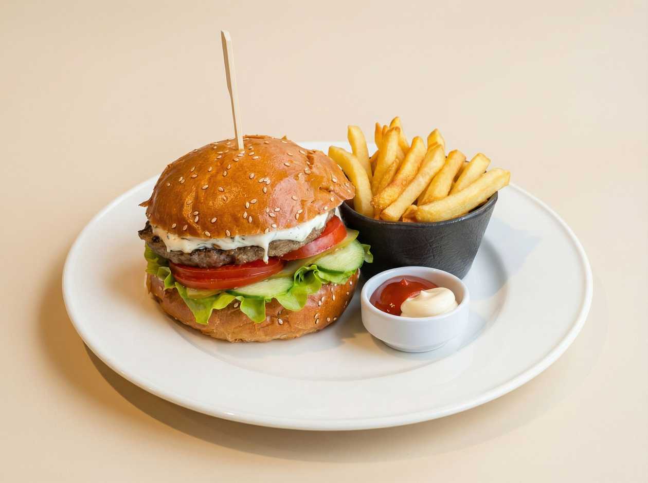 Burger with cheese sauce