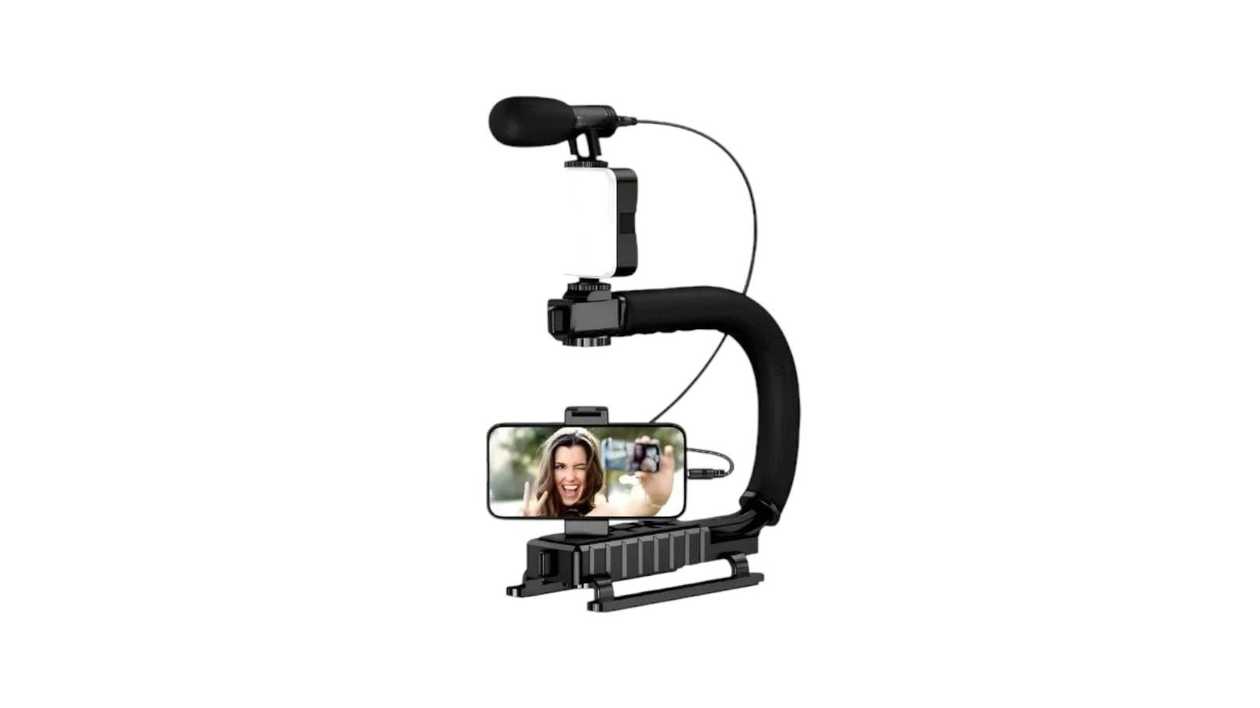 Tripod, LED Light, and Microphone Kit, Plokama PK 777, 1111111750763