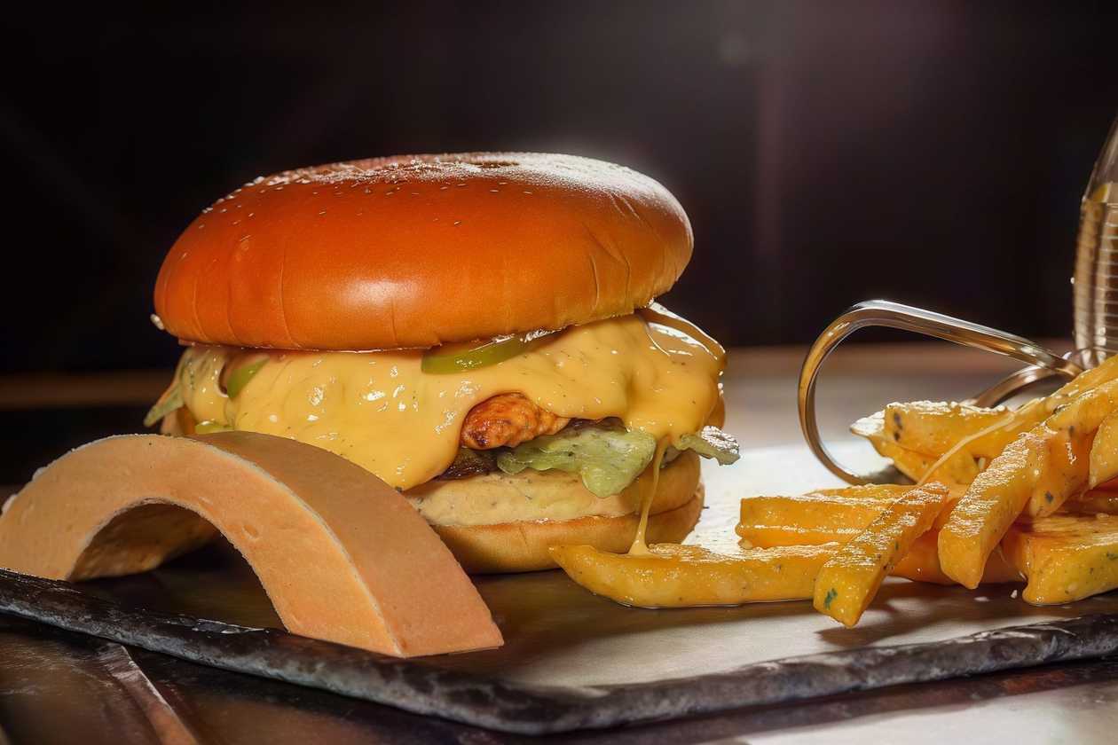 Chicken burger all of cheddar