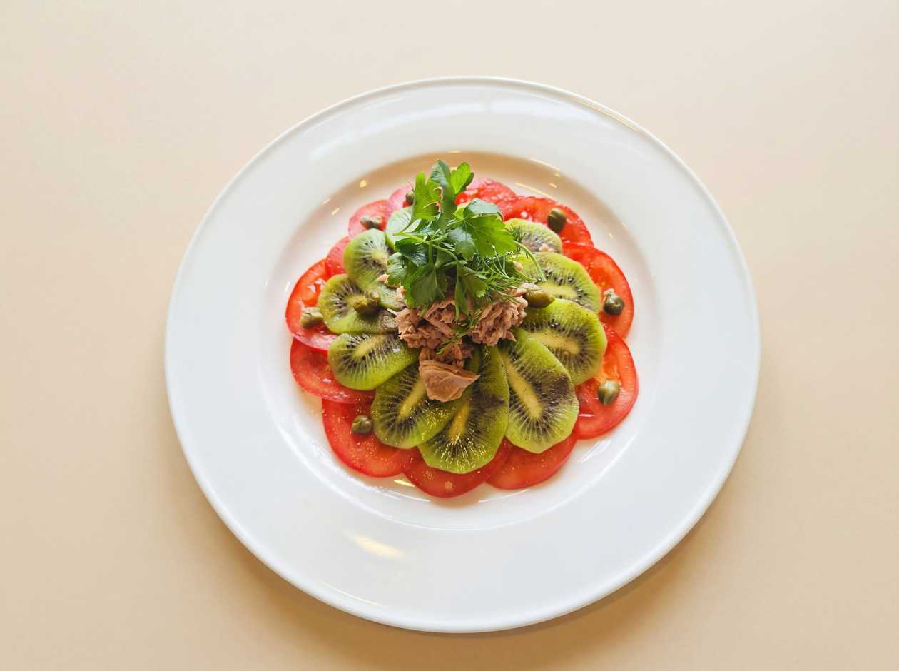 Carpaccio with Tomatoes and Kiwi