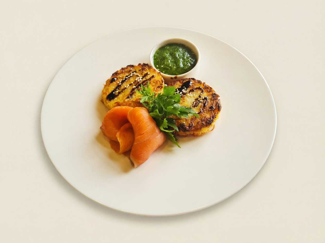Potato Pancakes with Smoked Salmon