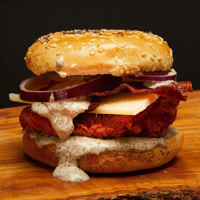 Chicken burger truffle burning