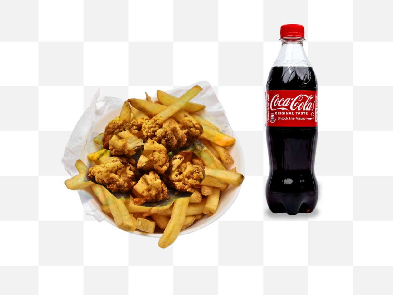 Chicken Nuggets and Small Chips with Drink