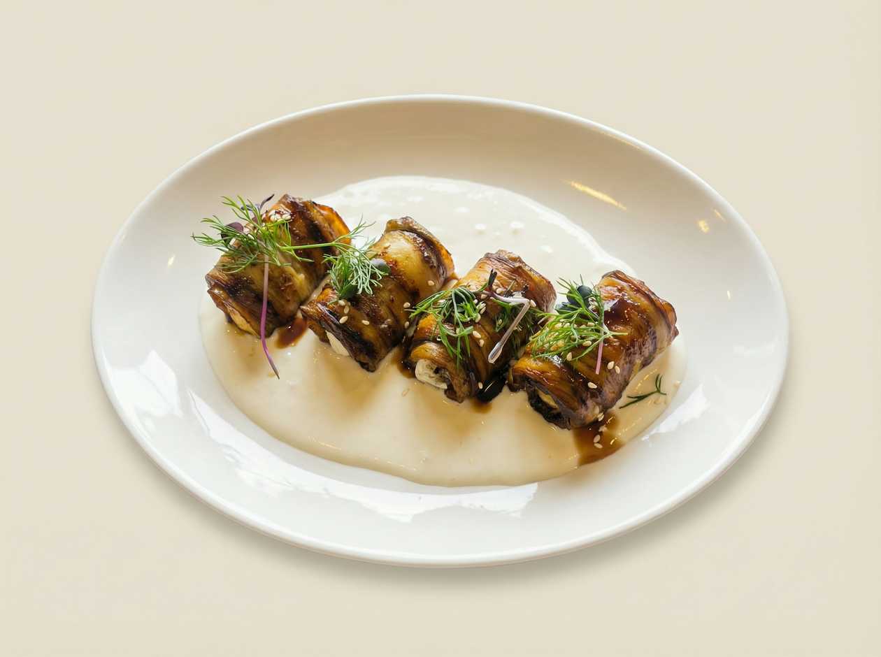 Oriental Eggplants with Blue Cheese Sauce