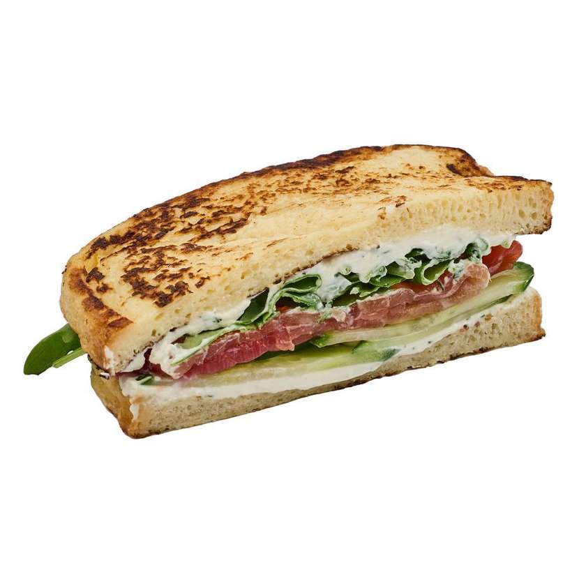 Toastový sendvič s marinovaným lososem