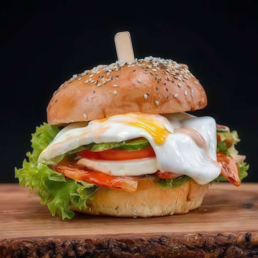 Chicken burger cow cheese