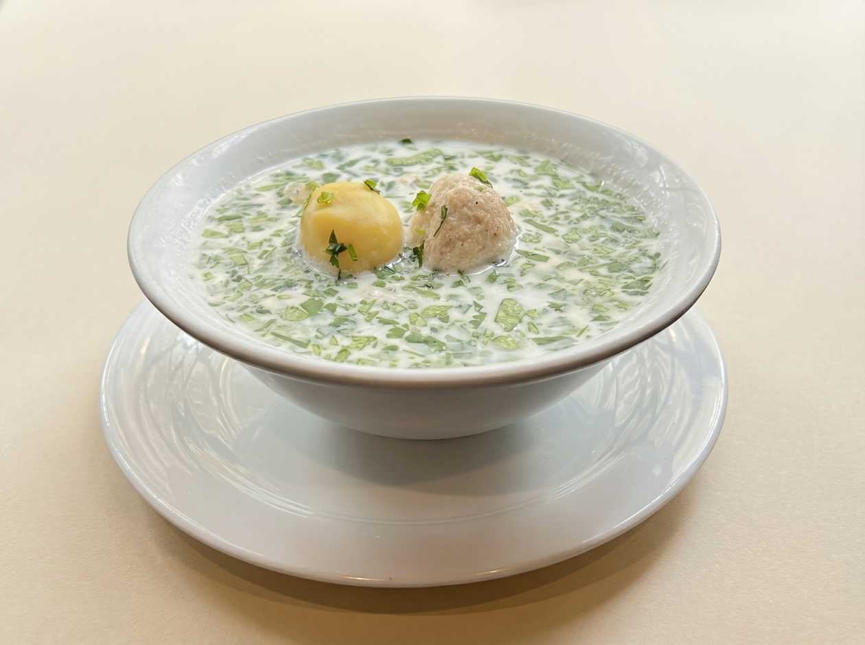 Cream Soup with chicken meatballs