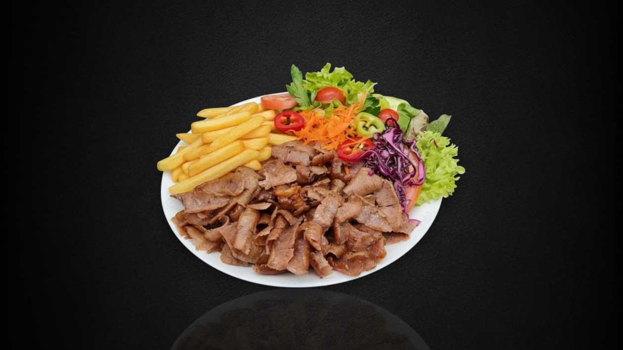 Kebab plate with french fries