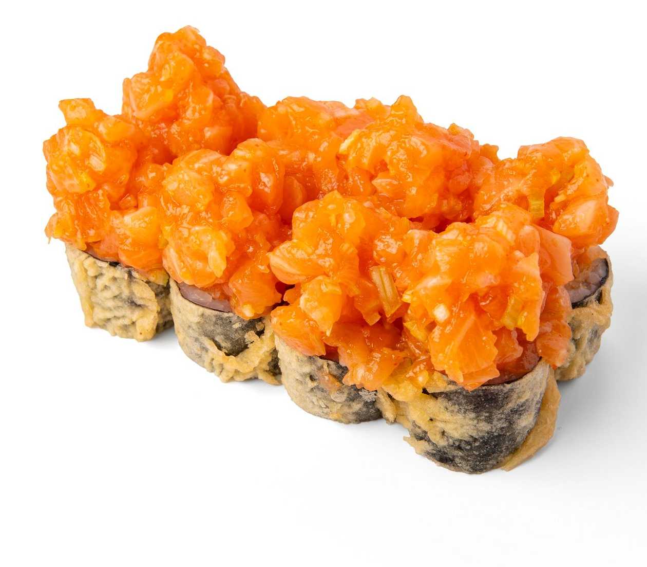 Hosomaki w tempurze z krewetka i tatarem z łososia