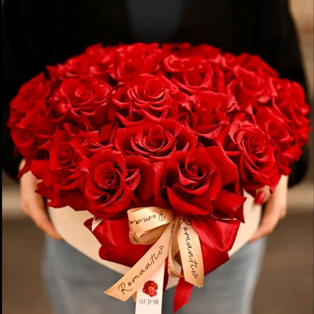 Heart Box with Red Roses for an 18th Anniversary