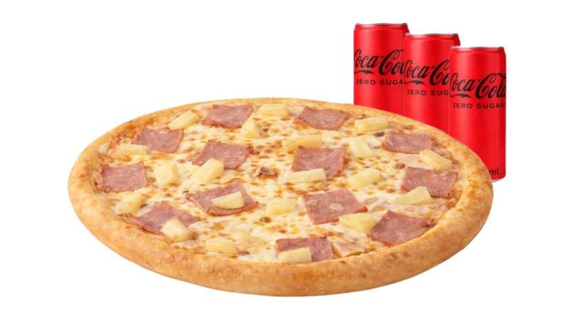 Hawaiian XL pizza + 3 Drinks