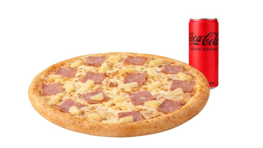 Hawaiian M pizza + drink